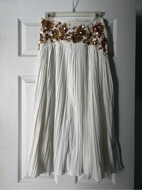 Zara White Top with Gold Sequin Embellishment